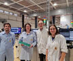 Tom Vermeersch (VOKA), Eva Ryde (N-VA), Luc Page (CEO) en Evelyne Wyckaert (smd-repair)